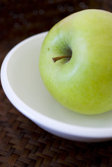 Fresh green apple fruit breakfast on white background