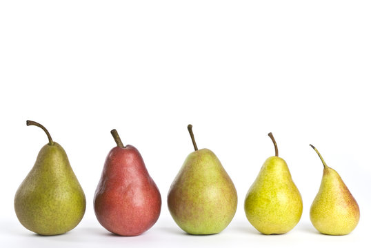 A Row of Assorted Pears