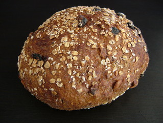 Fresh bread food over wood background
