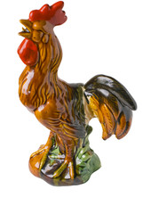 A ceramic rooster crowing. isolated with a clipping path © rCarner