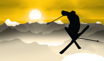 Obrazy na Szkle  narciarz