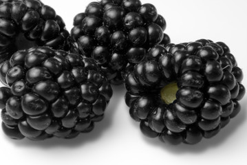 Close up shot of ripe mouth watering blackberries