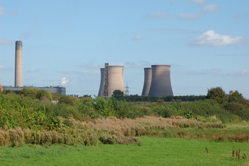 Fototapeta na wymiar Meddows and power station
