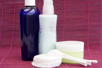 cotton swabs and cosmetics - beauty treatment