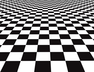 A large black and white checker floor background pattern