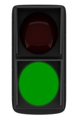 green traffic light isolated on white