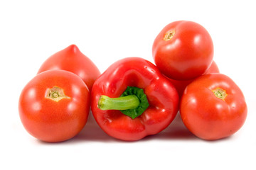 fresh red vegetables isolated on a white background