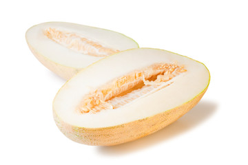 isolated slit yellow watermelon, white background