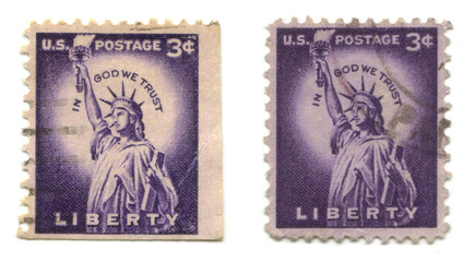 old postage stamps from USA Liberty