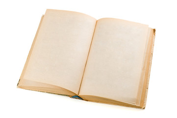 Naklejka premium Old open book isolated on white