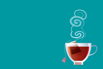 tasse de thé fond bleu