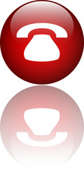 telephon red button with reflection