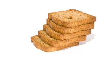 slices of toast wholegrain bread on white background