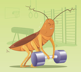 cockroach lifting dumbbell