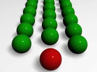 Green balls follow for Red ball-leader