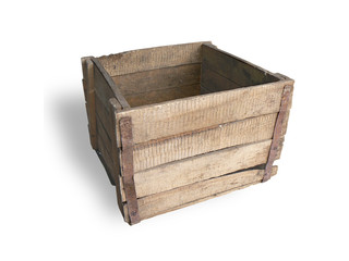 Old wooden box isolated