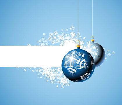 Christmas bulbs with snowflakes on light blue background