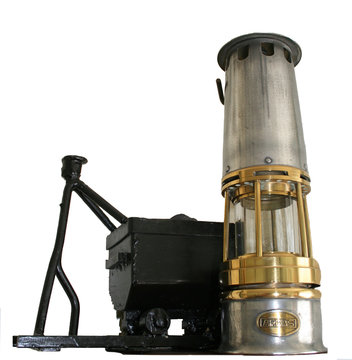 Lampe de mineur avec chariot charbon