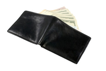 The opened wallet from which the dollars