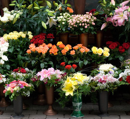 Obraz na płótnie Canvas Street Business - Flower Booth, Riga Latvia
