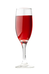 isolated red wineglass, white background