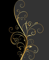 black and gold floral background