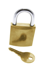 Lock and Key on Isolated White Background
