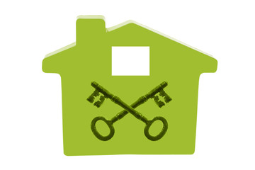 skeleton keys and House on Isolated White Background