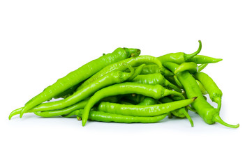 Green peppers isolated on the white background
