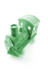 Plastic Toy Train on Isolated White Background © Silkstock