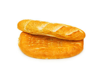 Two bread loaves isolated on the white