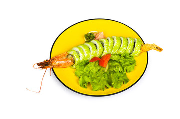Sushi and crab isolated on the white background