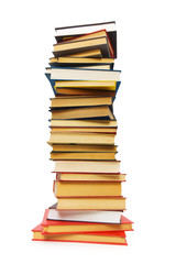 Stack of books isolated on the white background