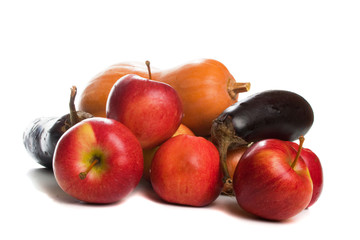 Autumn fruit and vegetables, isolated