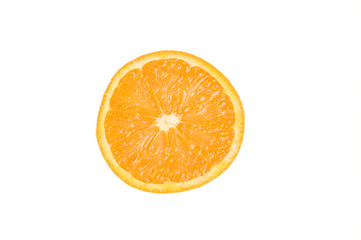 close up view of a slice of orange isolated with clipping path