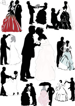 wedding couple silhouette collection background