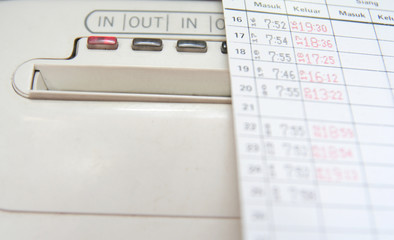 punch clock and card