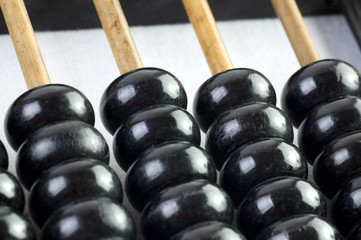 Closeup of a vintage abacus.