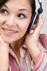 attractive brunette woman over white background