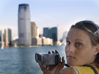 Ragazza che guarda Manhattan
