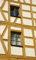 Two windows in half-timbered house