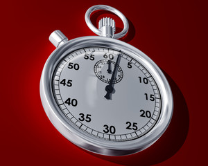 Fototapeta na wymiar Illustration of a stopwatch on a red background