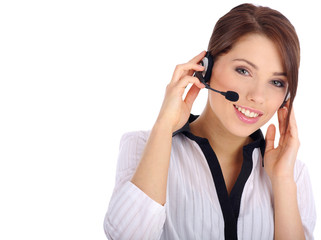Beautiful Customer Representative girl with headset