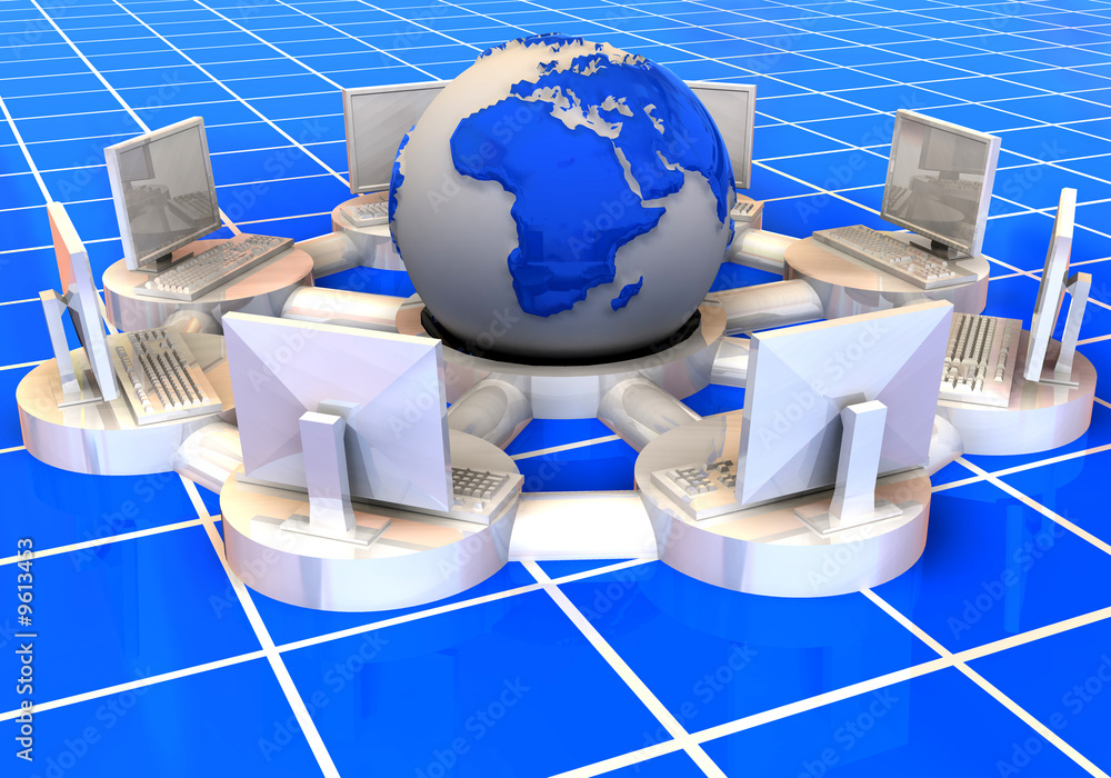 Poster concept of internet. 3d
