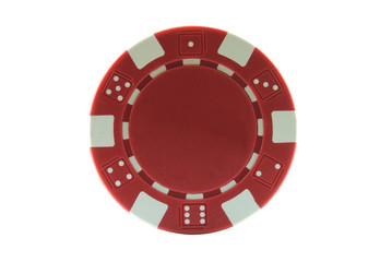 Naklejka premium Red poker chip isolated on a white background