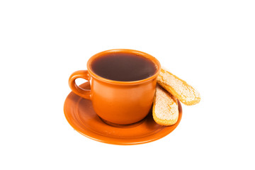 coffee and pastry isolated on the white background