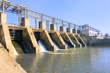 Dam with flowing water