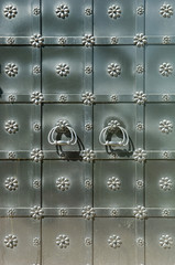 Texture of old gray metal gates