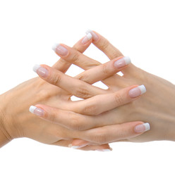 Beautiful woman`s hands , isolated on white