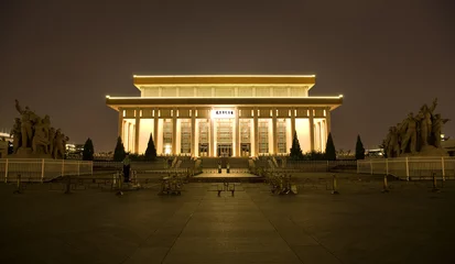 Foto op Canvas Mao Tomb Statues Tiananmen Square Beijing China Night © Bill Perry